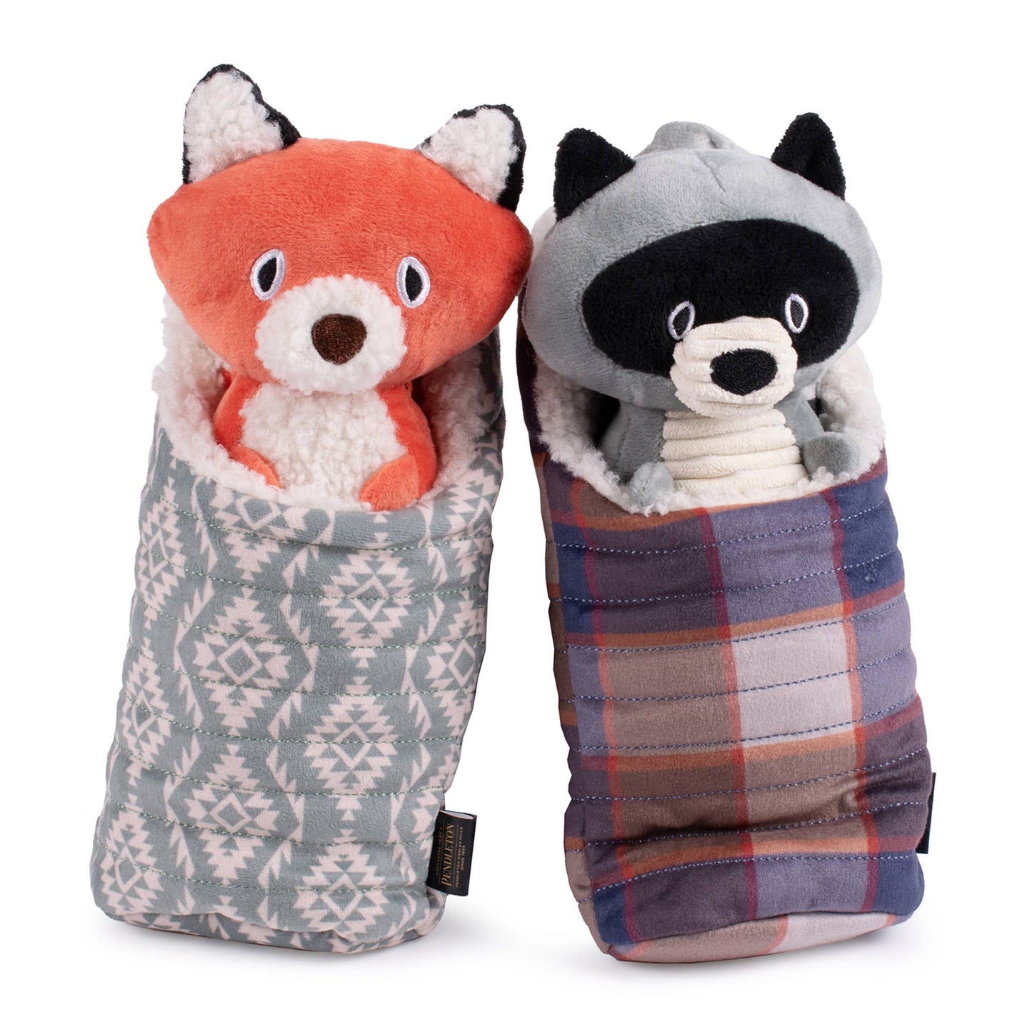 Raccoon in Sleeping Bag Pendleton Dog Toy
