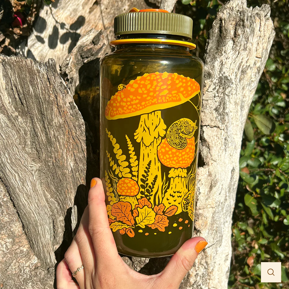Toad & Mushrooms, 32oz Wide Mouth Nalgene Water Bottle