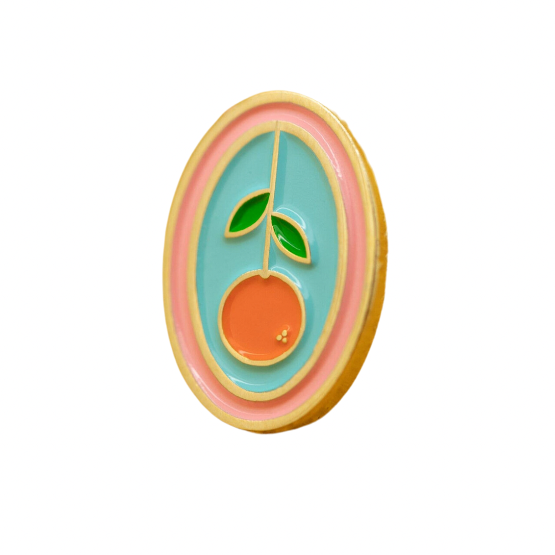 Orange Oval Enamel Pin