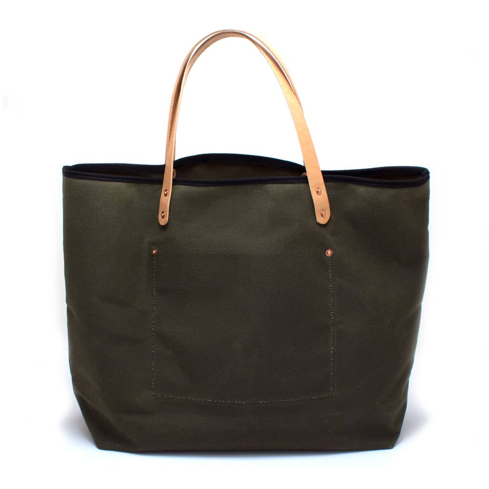 All Day Tote Bag- Dark Green Leather
