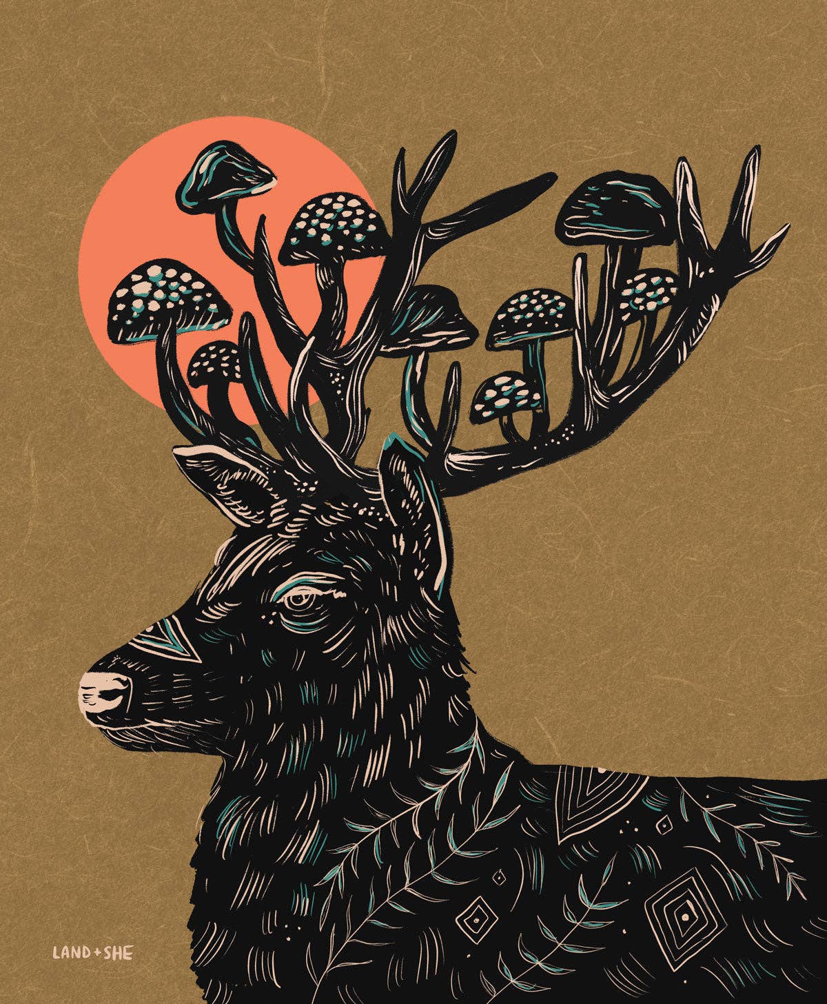 Mushroom Deer: 8x10
