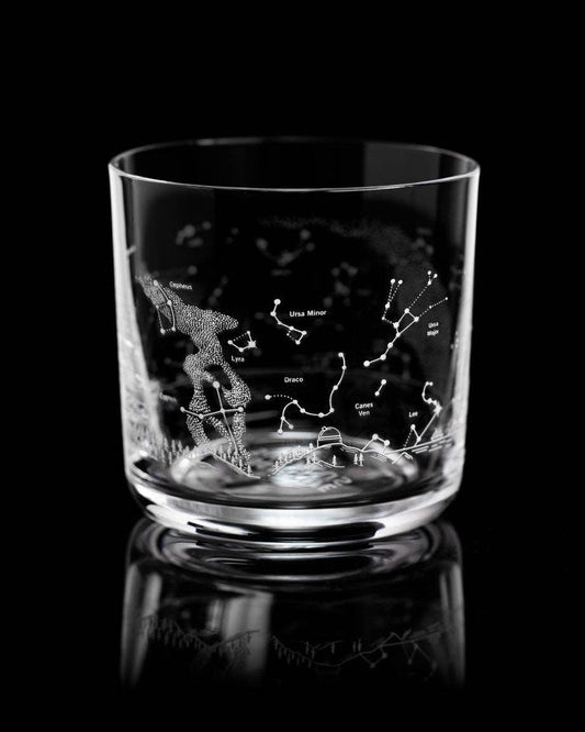 Night Sky Star Chart Whiskey Glass - White