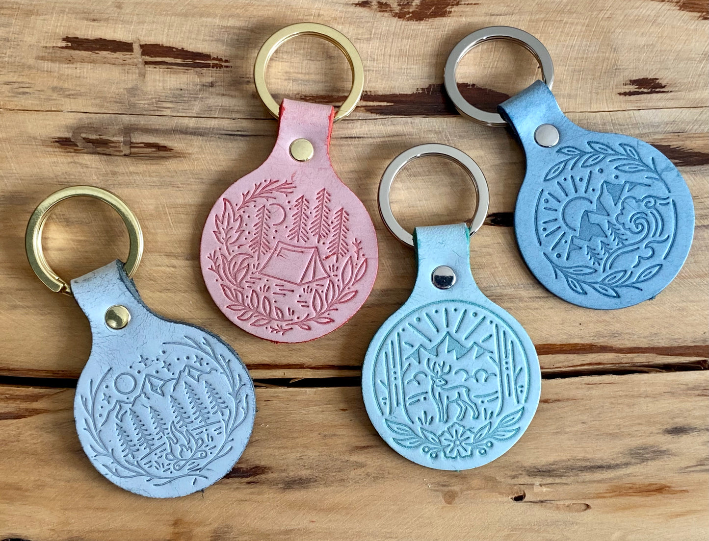Trailside Red Leather Keychain