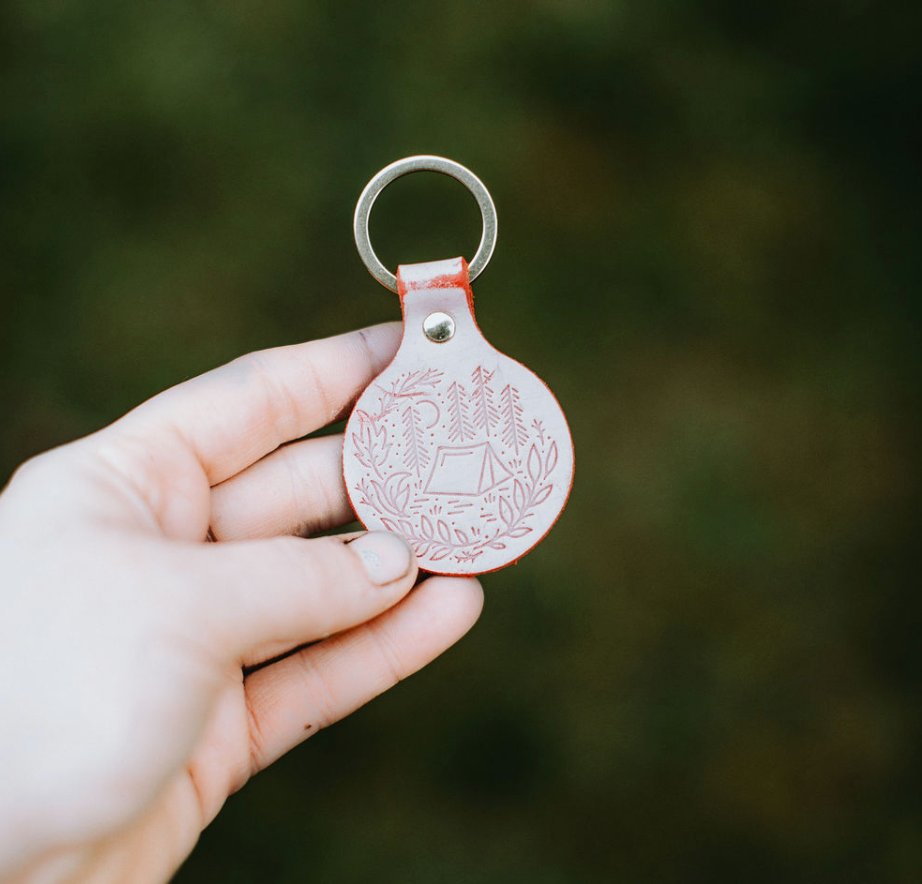 Trailside Red Leather Keychain