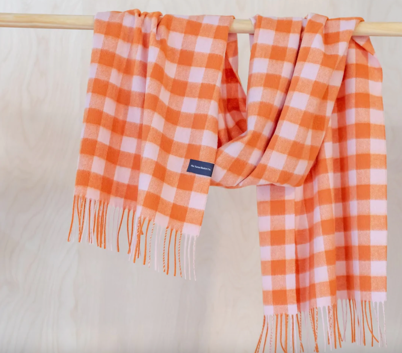 Lambswool Oversized Scarf in Ginger Gingham