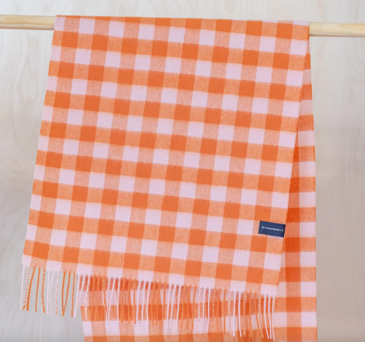 Lambswool Oversized Scarf in Ginger Gingham