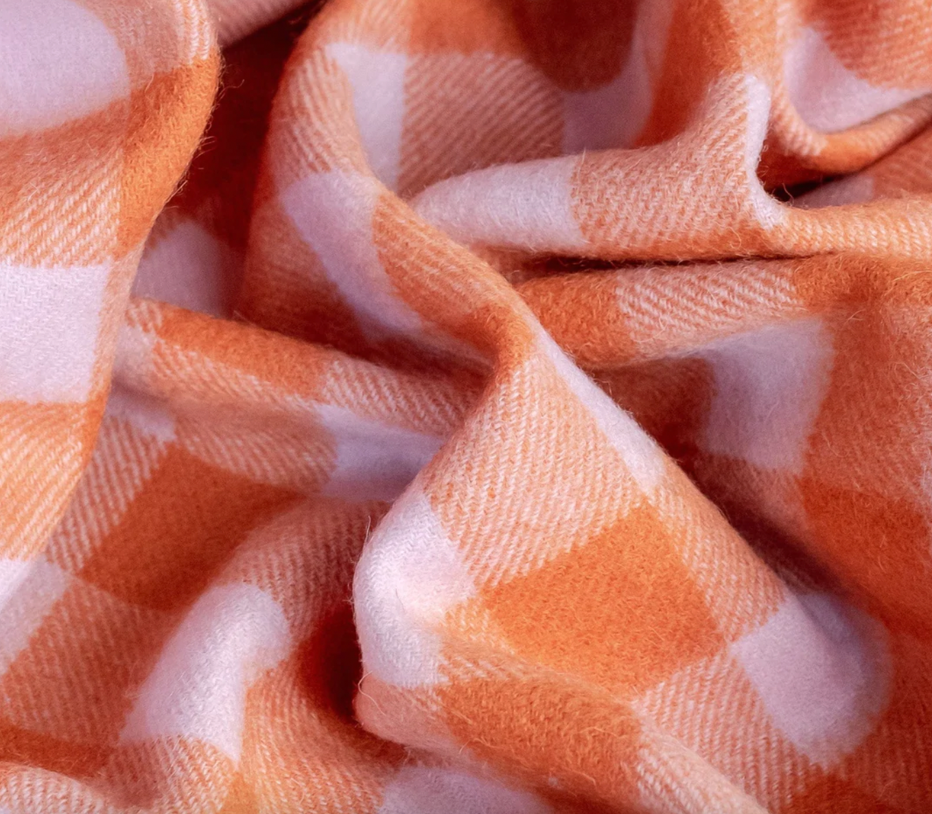 Lambswool Oversized Scarf in Ginger Gingham