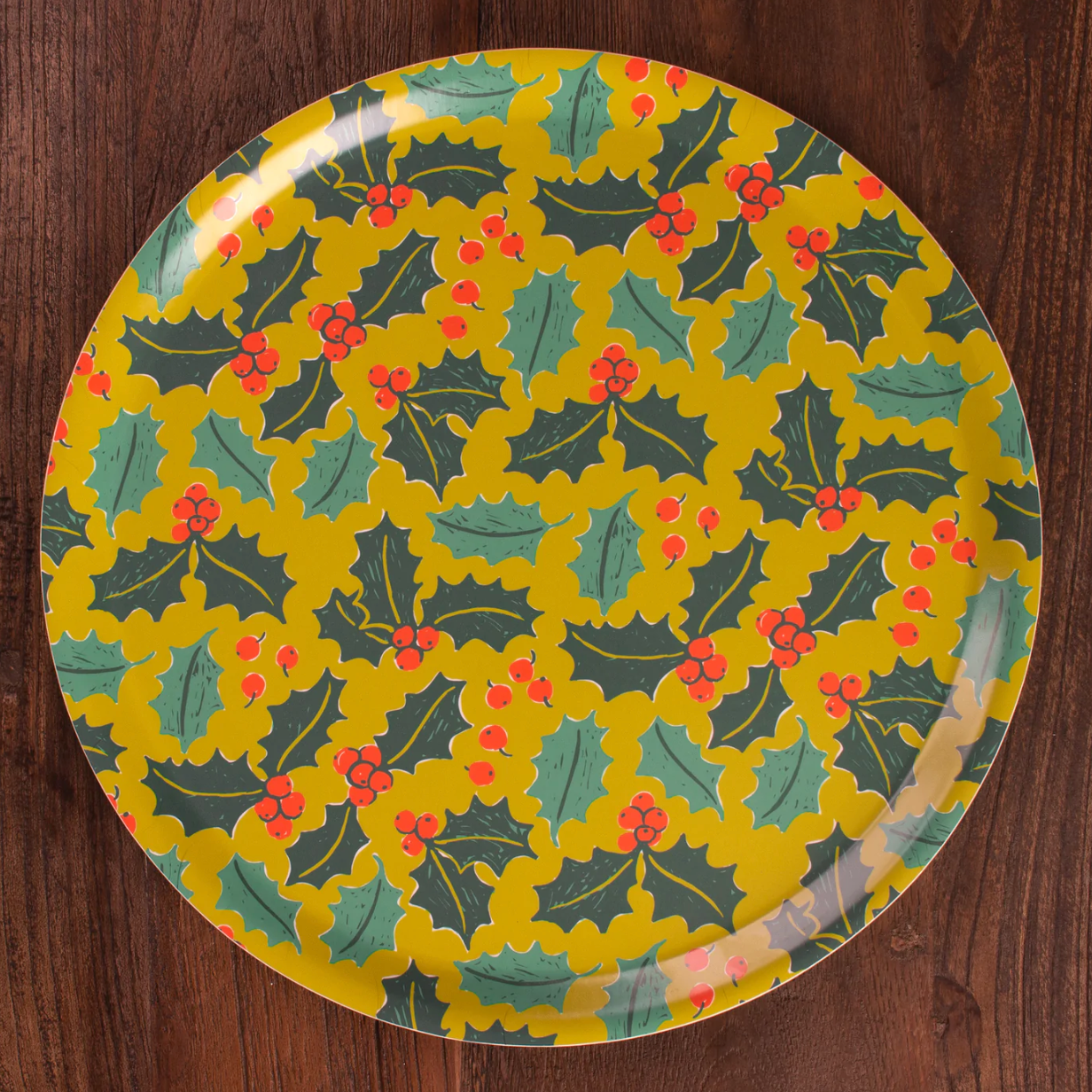 Holly Jolly Large Round Tray