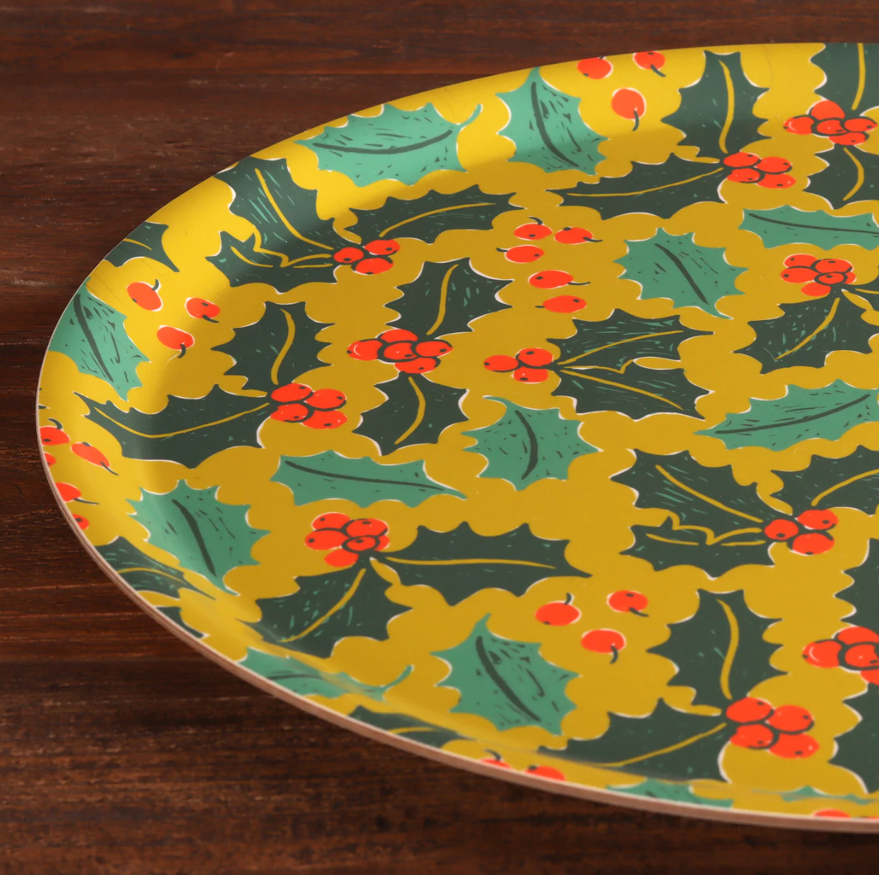 Holly Jolly Large Round Tray
