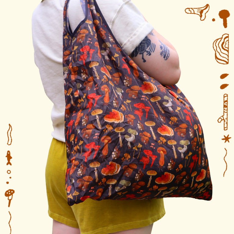 Many Mushrooms Packable Tote