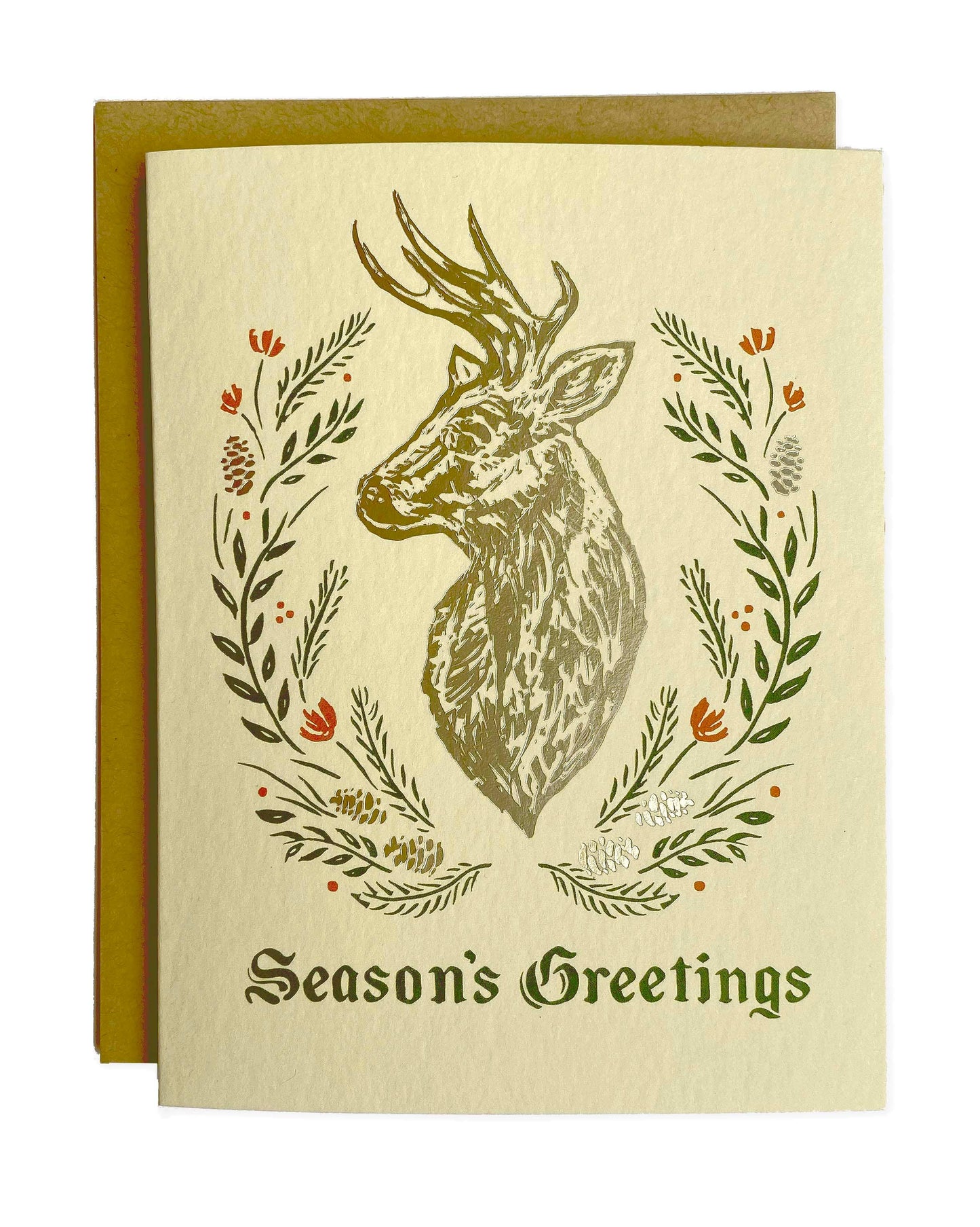 Folk Deer Wreath Greeting Card