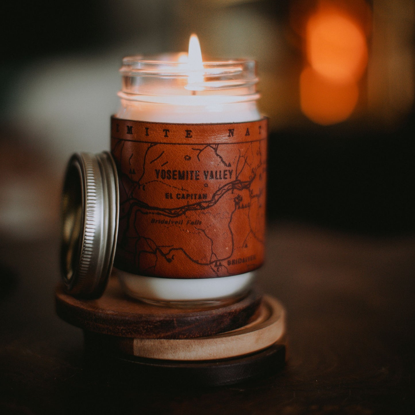Heritage Park Maps Leather Candle