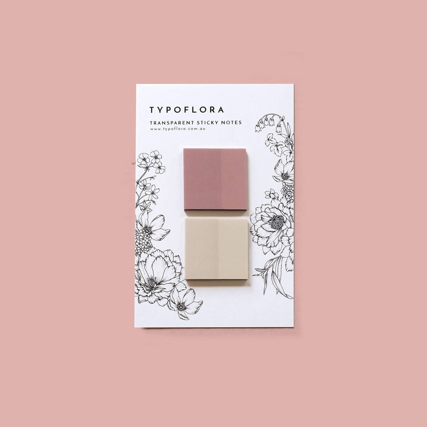 Transparent Sticky Notes - Rose + Almond Square