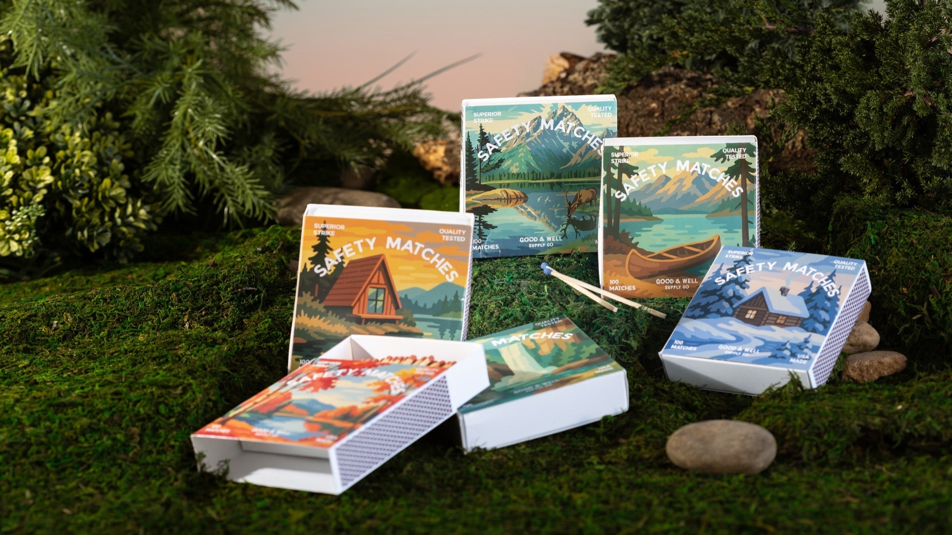 Paint-By-Number Cabin Matches