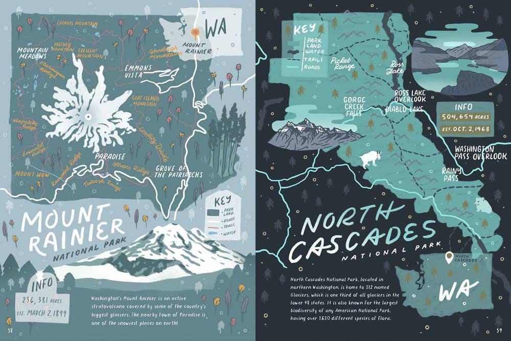 National Parks Maps: Illustrated Maps of 62 National Parks