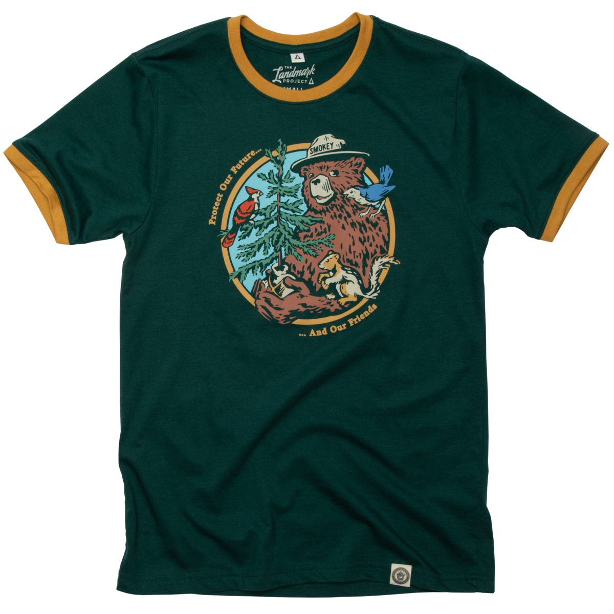 Smokey's Friends Ringer T-shirt: Glacier Blue/Redwood