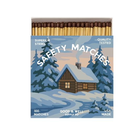 Cabin & Fox in Snow Square Matchbox