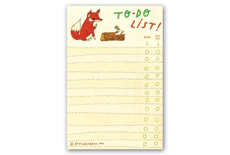 Fox & Bird To Do List Notepad