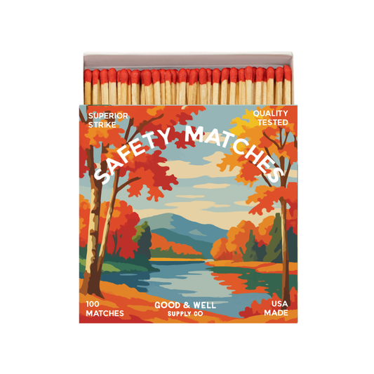 Autumn Lake & Deer Square Matchbox