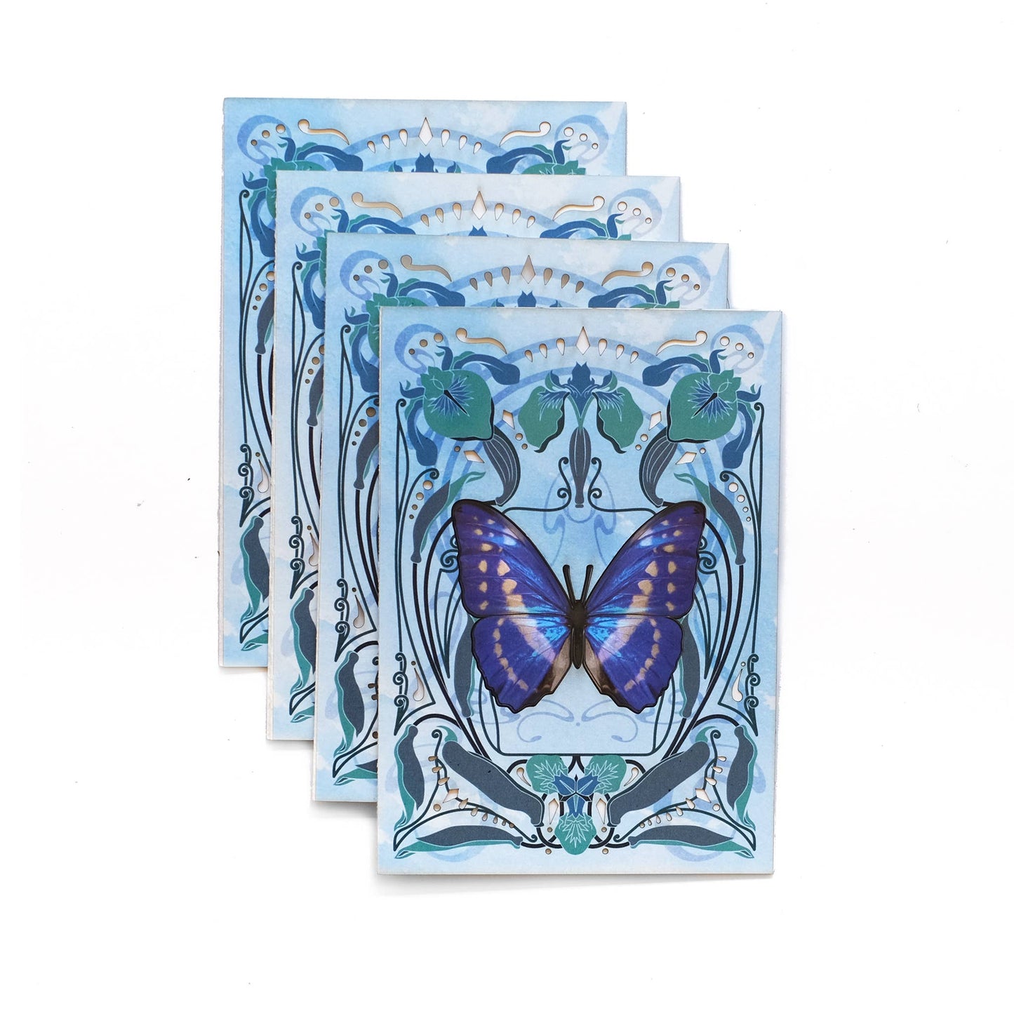 White & Blue Morpho 'Pop-Out' Greeting Card