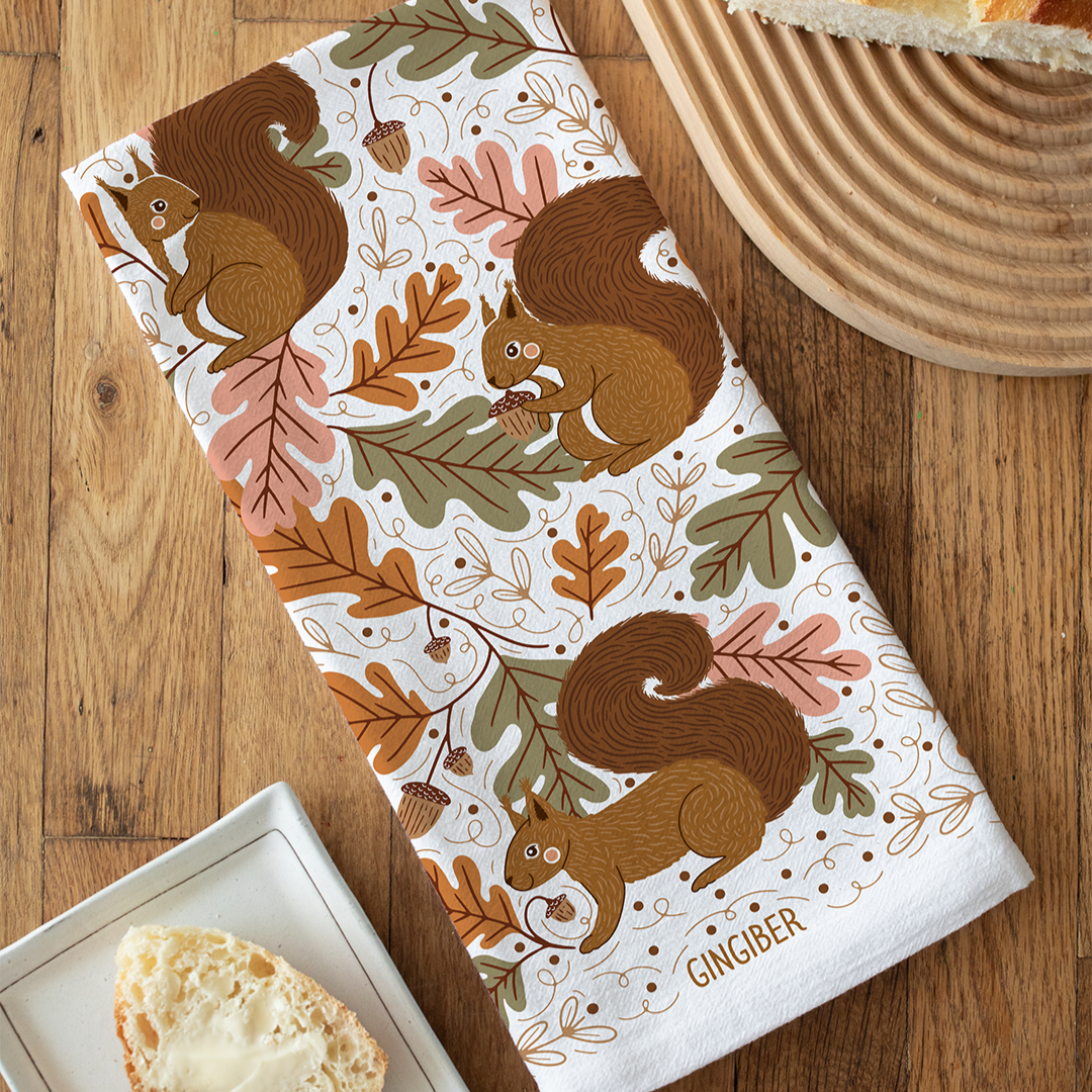 Squirrel Tea Towel