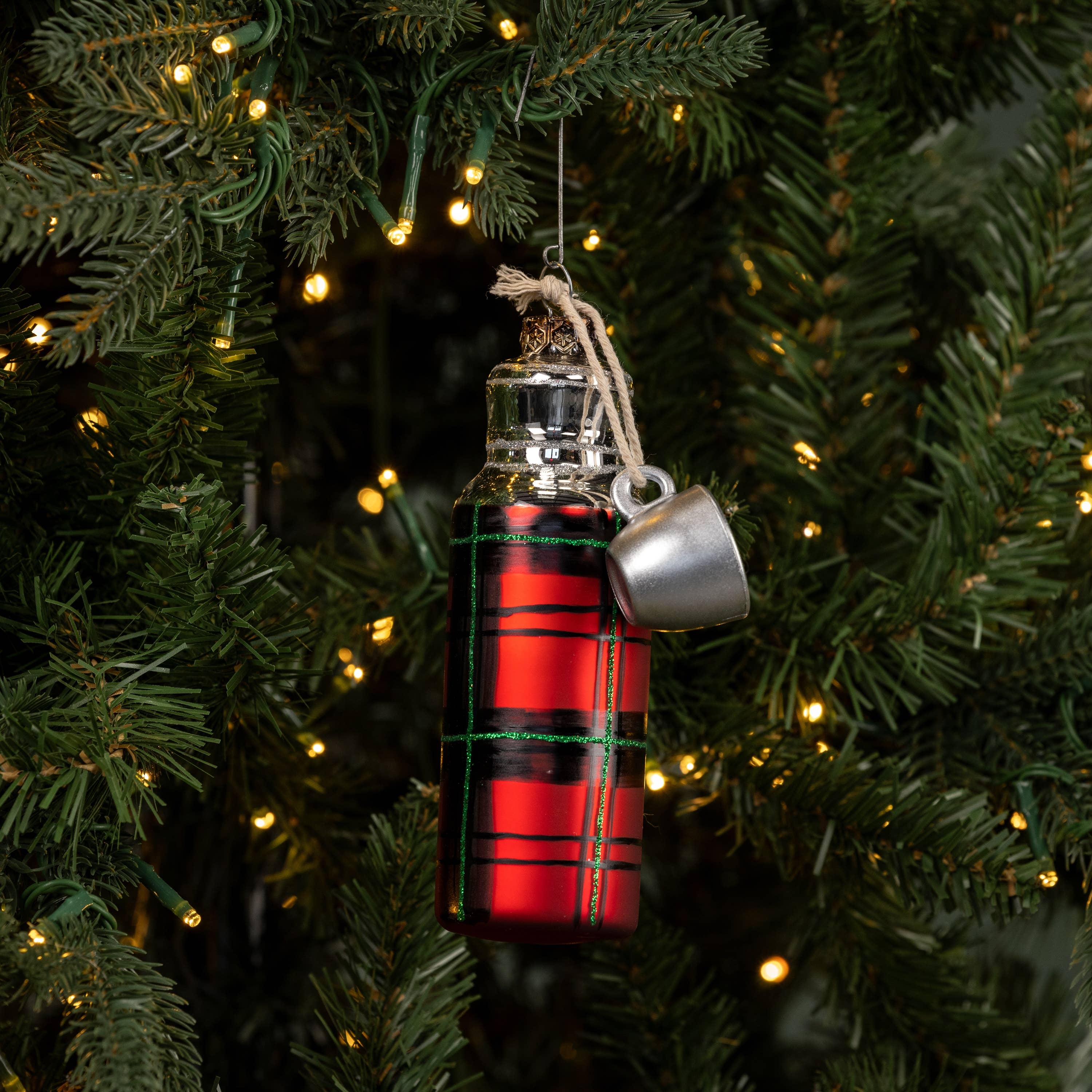 Plaid Thermos Ornament