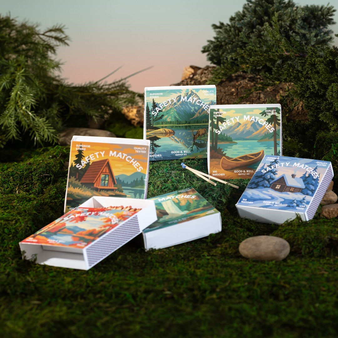 Canoe & Deer Square Matchbox