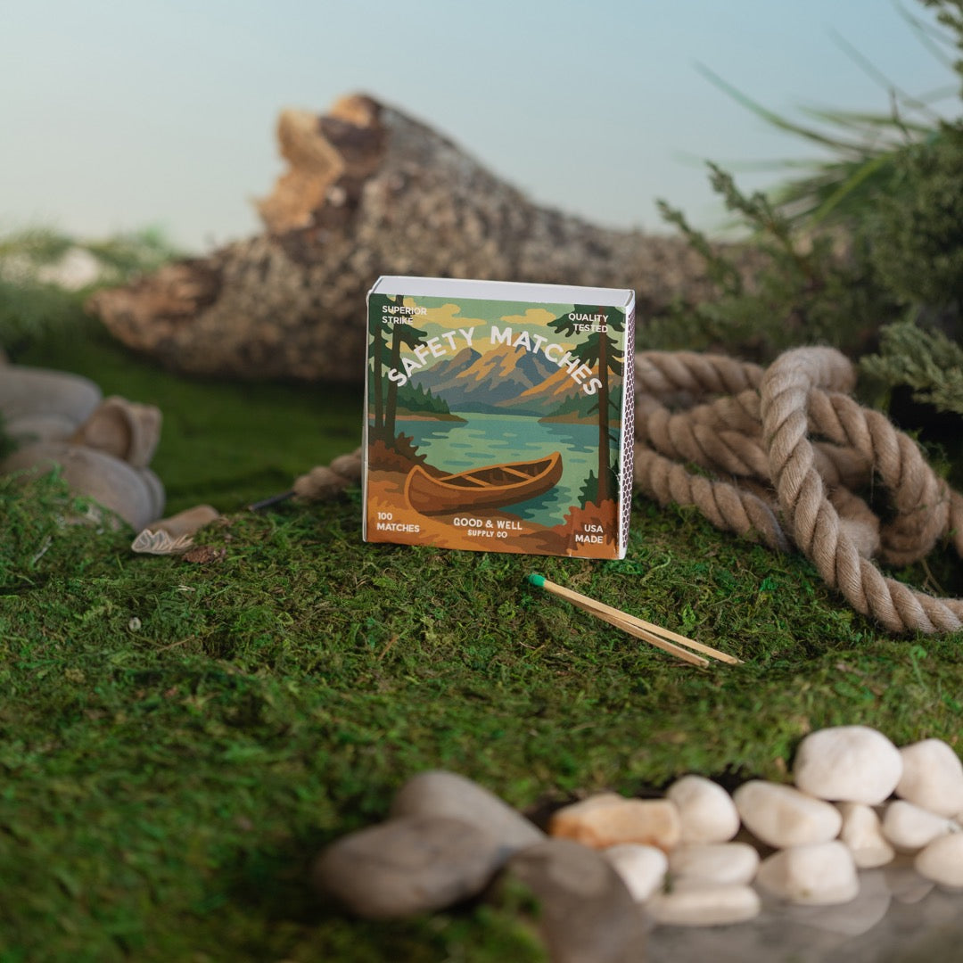 Canoe & Deer Square Matchbox