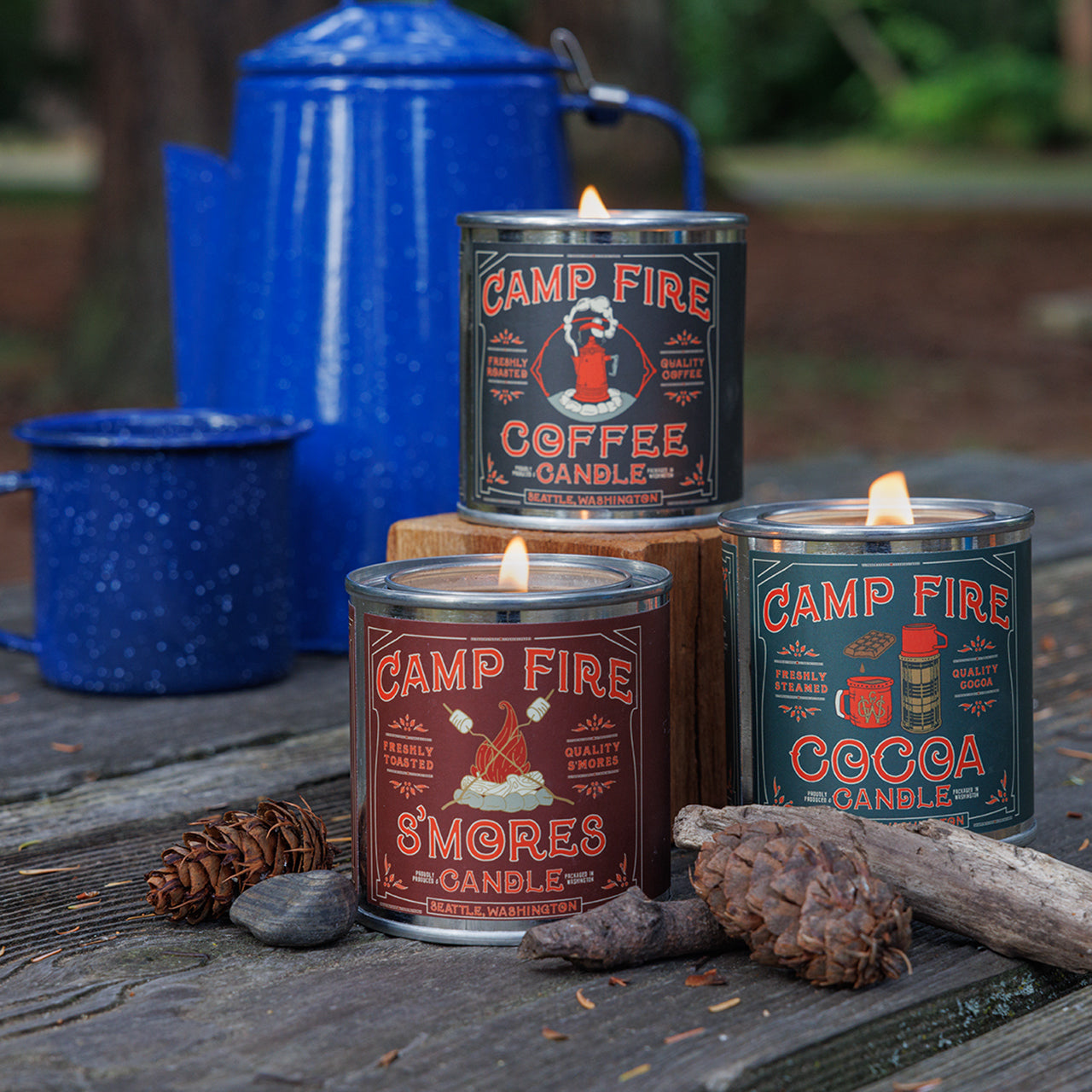 3 Campsite coffee bath and hot body works candles