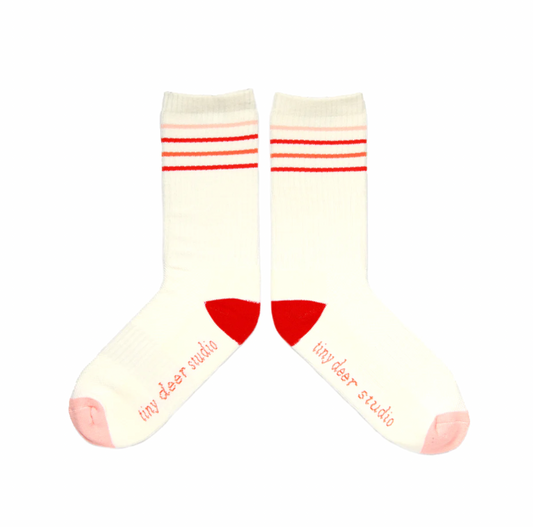 Athletic Stripes Socks - Pink/Red