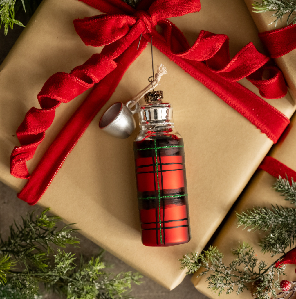 Plaid Thermos Ornament