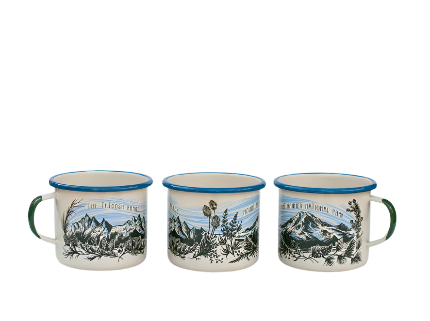 Mt Rainier Tatoosh Range Enamel Camping Mug