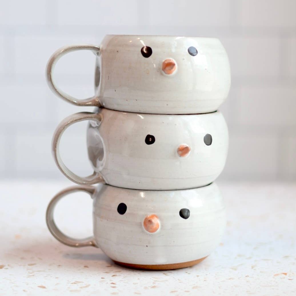 Snowman Handmade Coffee Mug Christmas Winter Pottery 