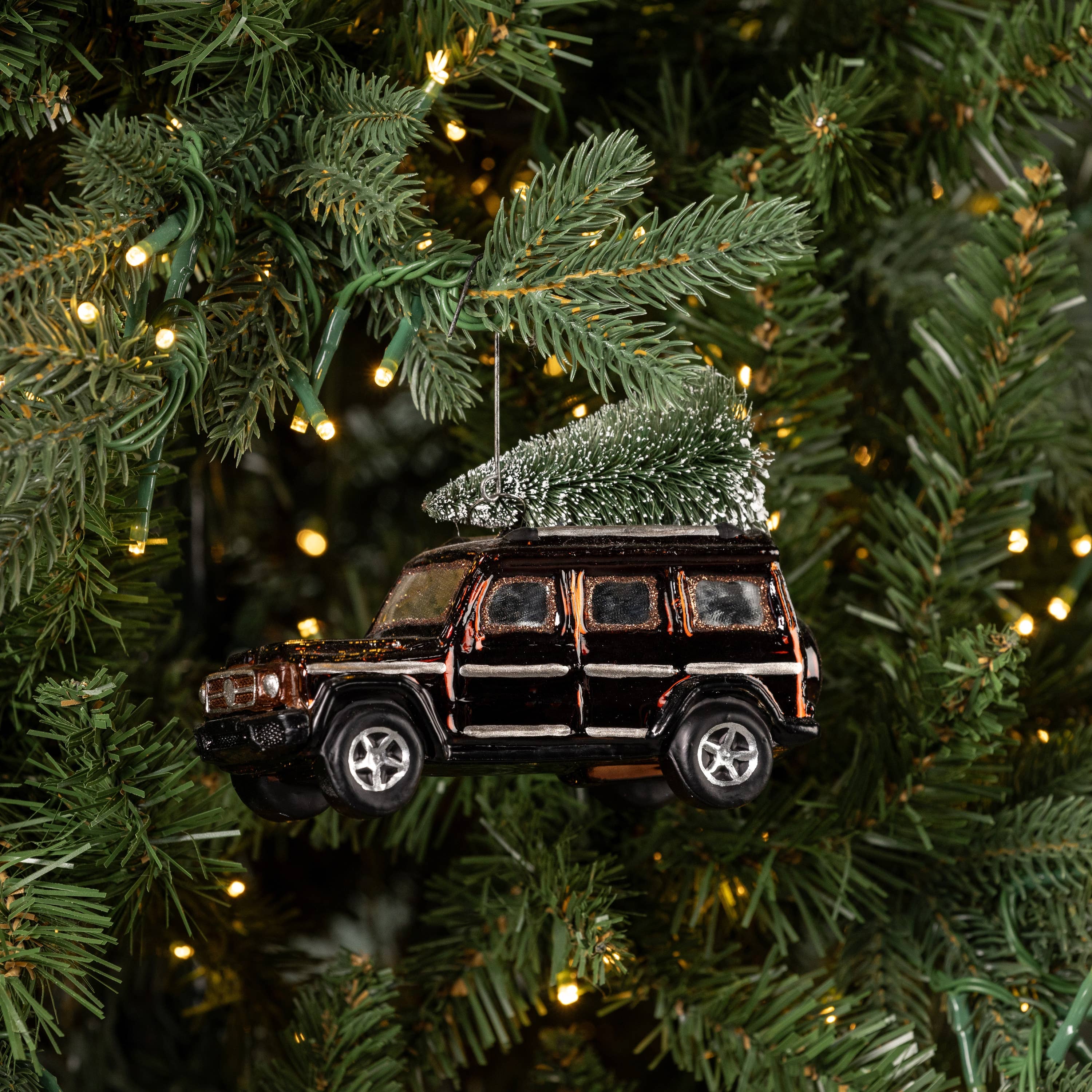 Brown SUV with Tree Ornament