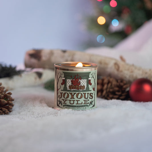 Joyous Yule Crackling Fireplace Holiday Candle