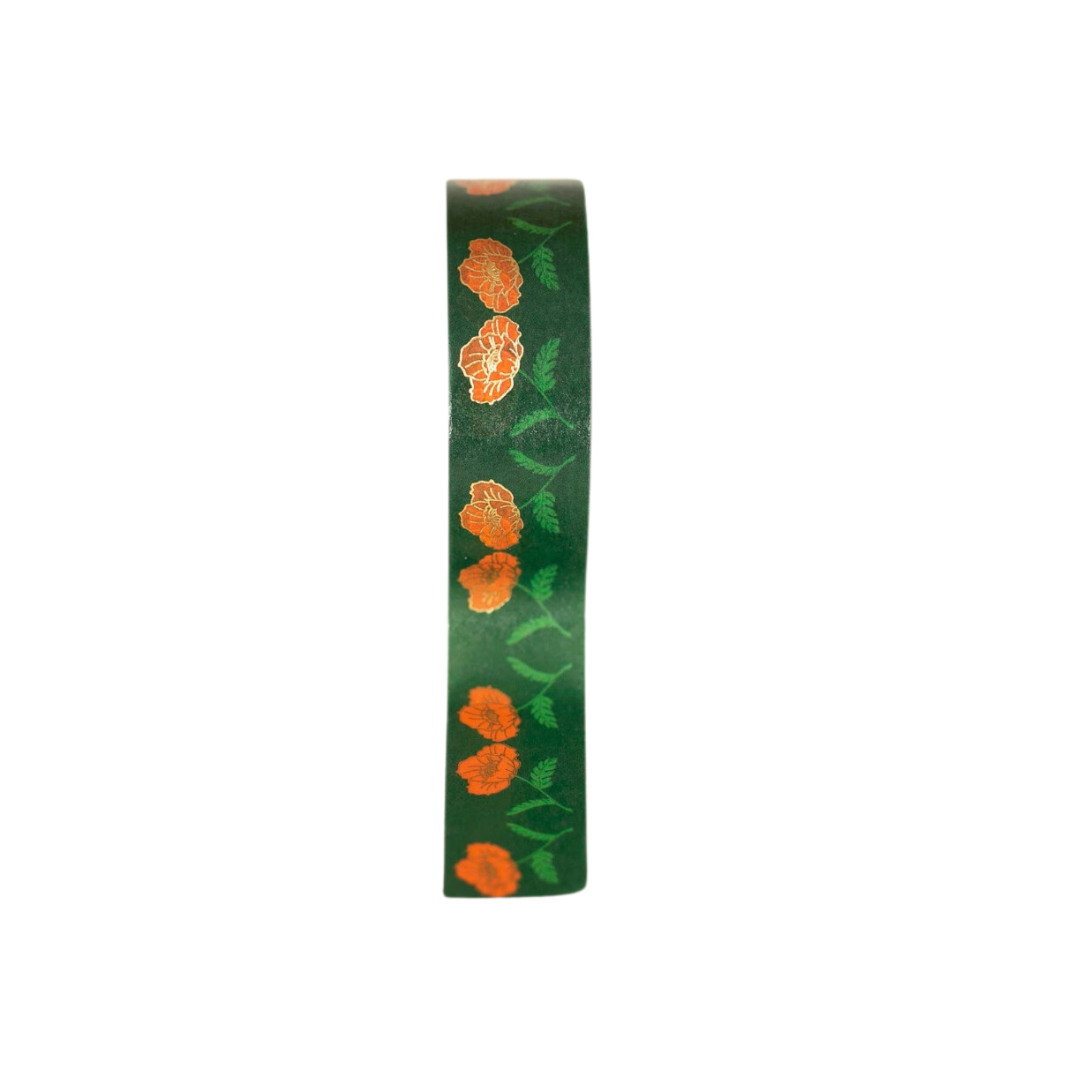 Washi Tape - Green Poppies