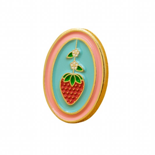 Strawberry Oval Enamel Pin