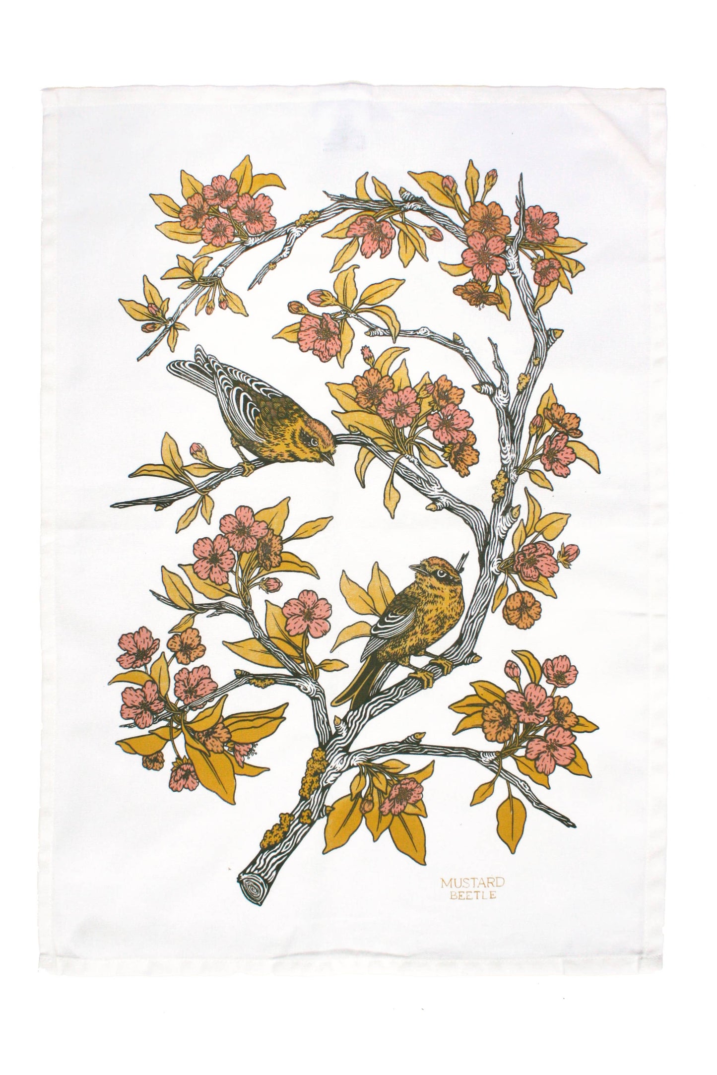 Screenprinted Organic Cotton Tea Towel: Palm Warblers