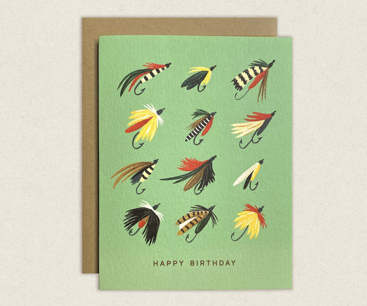 Happy Birthday Fishing Flies Greeting Card