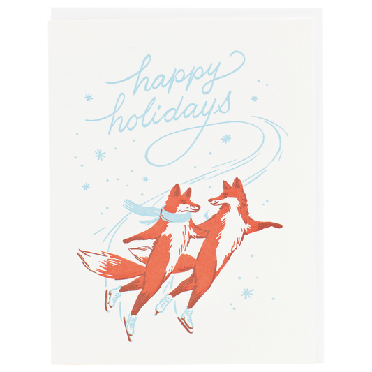 Skating Foxes Holiday Greeting Card
