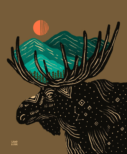 8" x 10" Midnight Moose Print