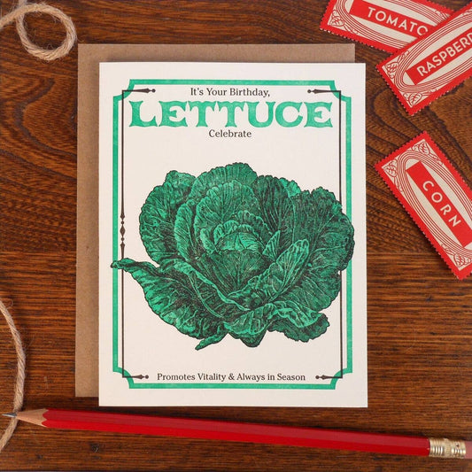 Vintage Lettuce Seed Pack Greeting Card