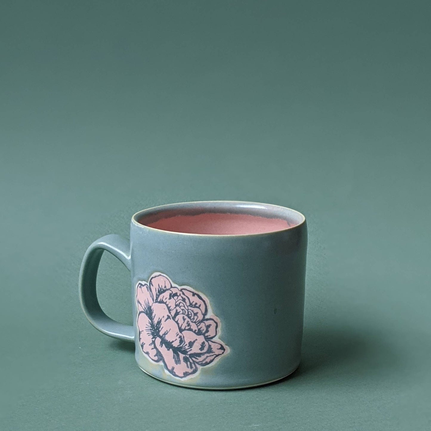 Small Essential Peony Mug - Pink & Mint - City in Bloom