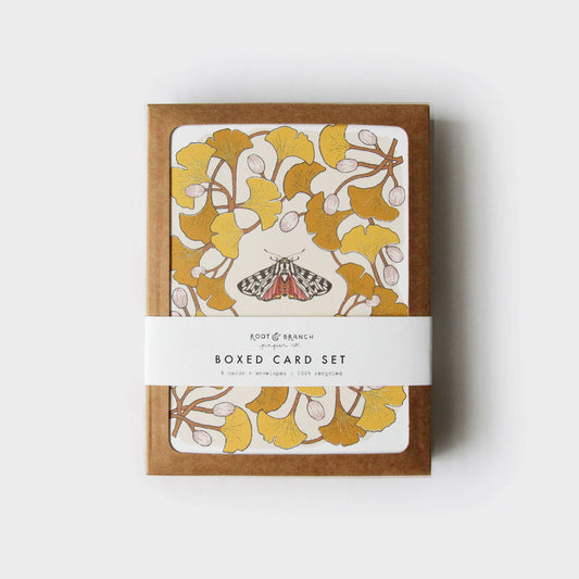 Ginkgo & Tiger Moth Boxed Card Set of 8