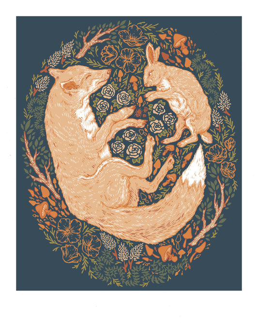Fox and Hare Illustration 8x10" Giclee Print