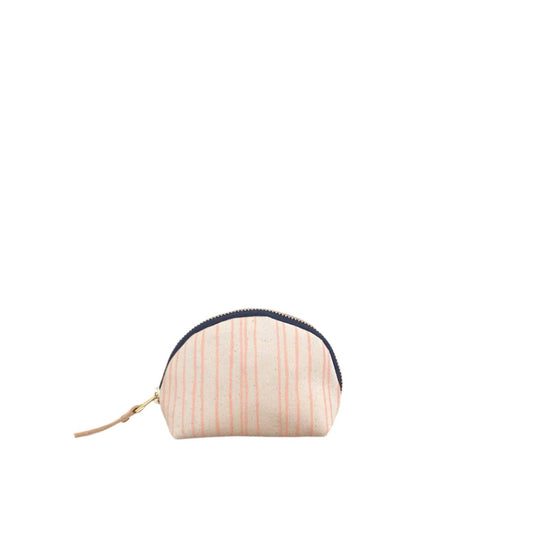 Melon Stripe Clam Shell Zip Pouch