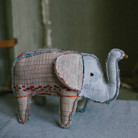 Kantha Baby Elephant - Soft Cotton Art Doll