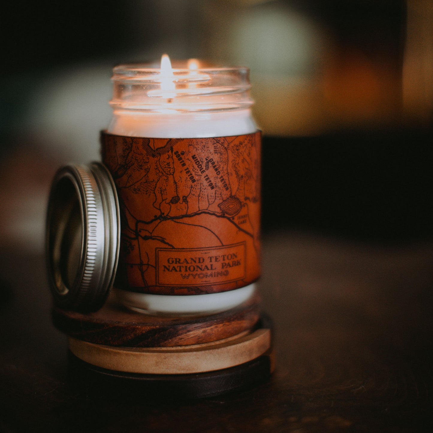 Heritage Park Maps Leather Candle