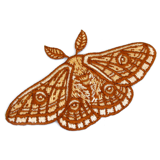 Emperor Moth Embroidered Patch, Iron on Patch