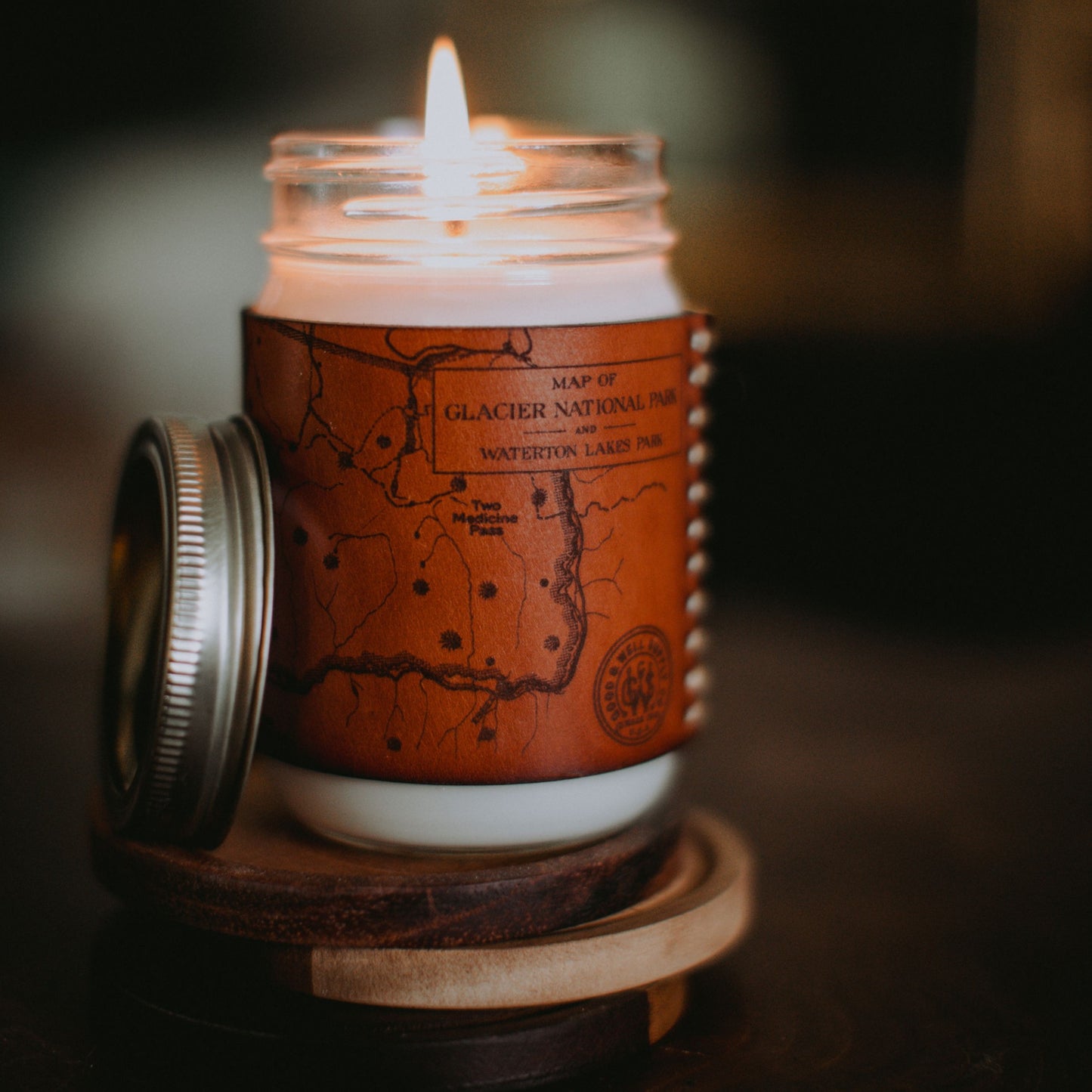 Heritage Park Maps Leather Candle